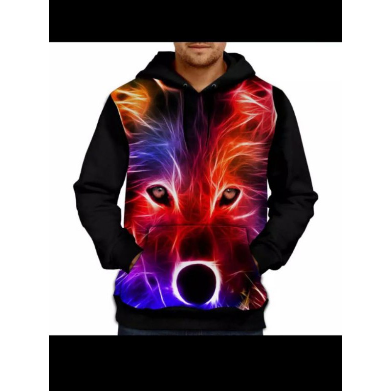 jaket Hoodie 3D Fullprint Colour Wolf