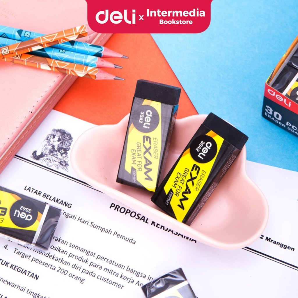 

Deli E3042 Penghapus Pensil 2B Cocok untuk ujian lembut 60×24×12mm