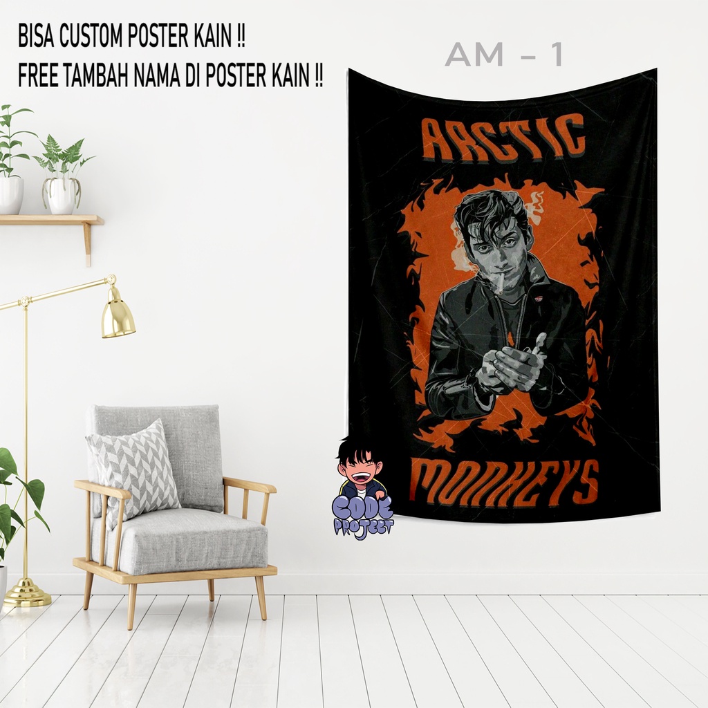 POSTER KAIN ARCTIC MONKEYS - arctic monkeys - hiasan dinding arctic monkeys - hiasan kamar