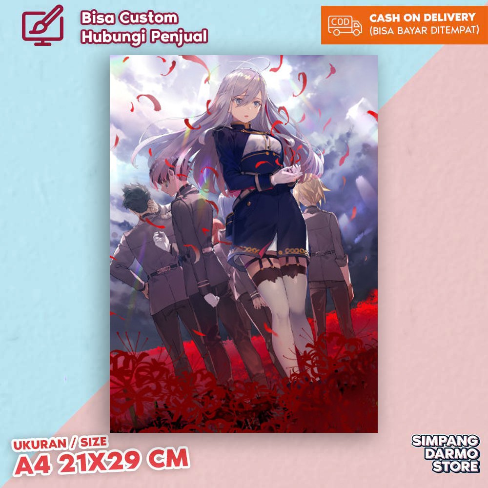 Poster 86 EIGHTY-SIX Shin Undertaker Lena Vladilena Milizé Ukuran A4 21x29 cm Hiasan Dinding Wibu