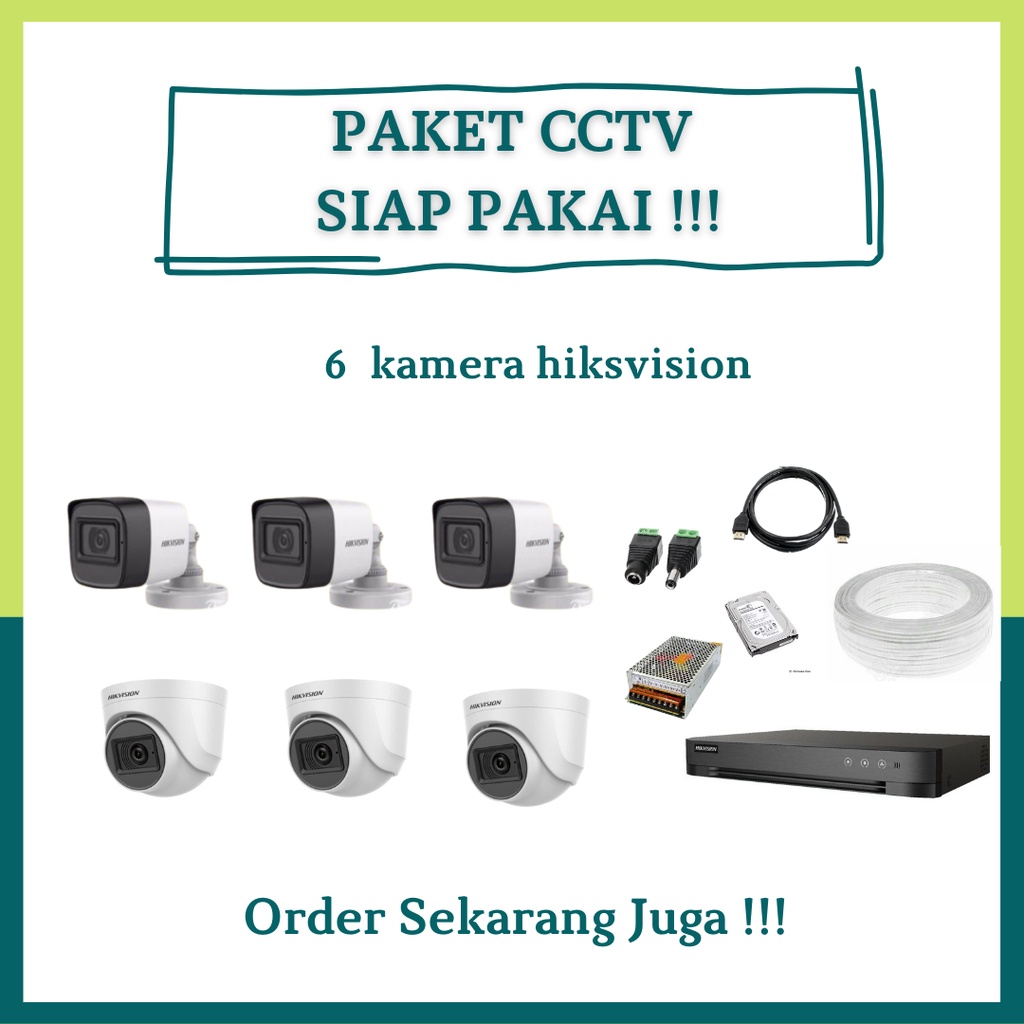 PAKET CCTV HIKVISION 6 KAMERA.CCTV JABODETABEK CCTV INDOOR OUTDOOR