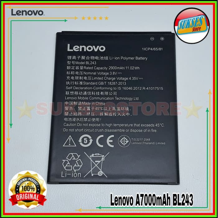 Promo batre a7000 / battery a7000 / baterai lenovo a7000 bl243 original 100% Berkualitas
