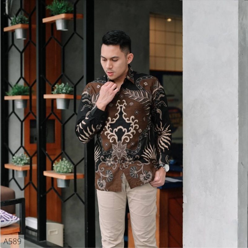 Batik Pria Anyar Lengan Pendek Casual Modern Modis TjGrup Size M L XL XXL XXXL Baju Batik Pria Slim Fit Lengan Panjang Pendek