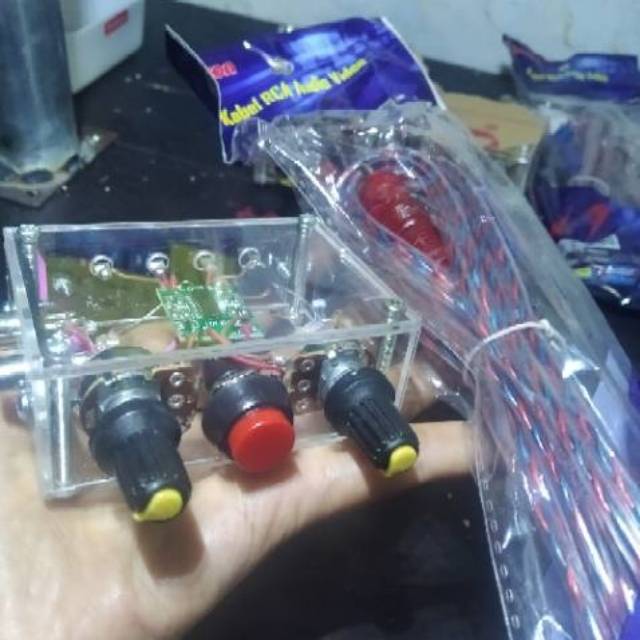 Power mini, power amplifier, power mini portabel dgn kabel RCA (Power mini box akrilik + kabel RCA)