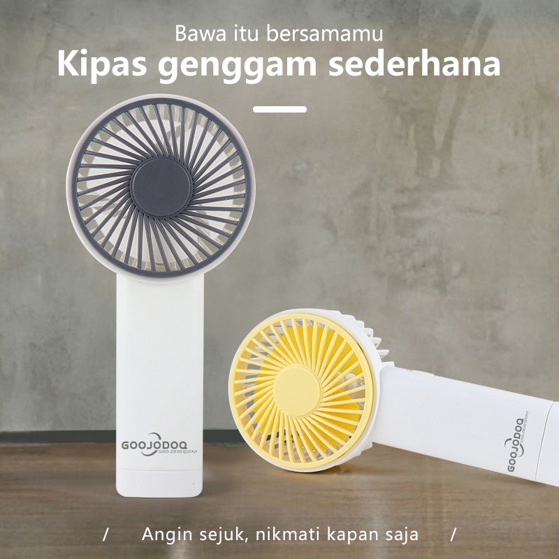 Kipas Angin Mini Genggang Goojodoq CUte Mini Fan Lampu LED warna warni portable