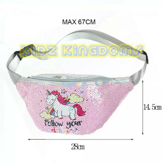 TAS SELEMPANG SEQUIN UNICORN / WAIST BAG SEQUIN UNICORN