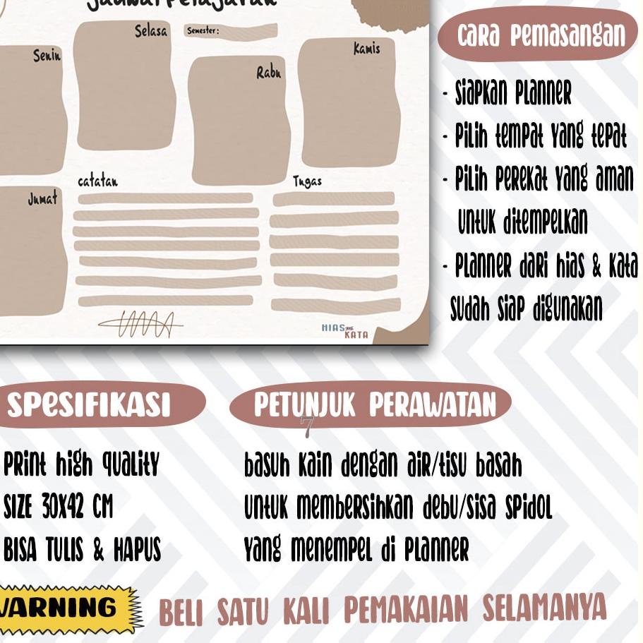 

Jadwal Pelajaran sekolah aesthetic bisa tulis & hapus size A3+ spidol .,