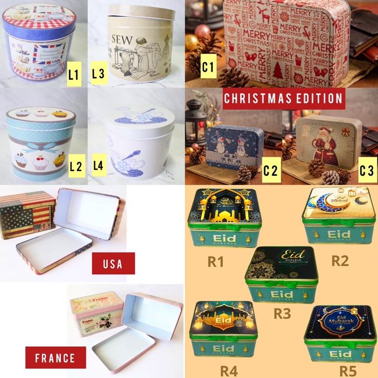 [MSQUT6062] Kaleng Kotak Bulat Tempat Penyimpanan Box Vintage Multifungsi Serbaguna Lebaran Idul Fit
