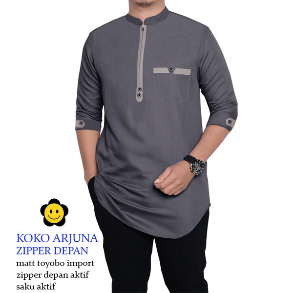 Koko Arjuna - Central Grosir Fashion (CGF) - Ukuran S-3XL - Matt Katun Toyobo Import - Baju Koko Qurta Pria - Baju Koko atasan Pria