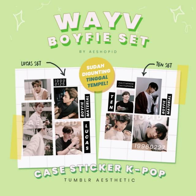 (WV-001) WAYV BOYFIE SET aesthetic sticker case hp stiker kpop custom lucas xiaojun estetik boyfriend