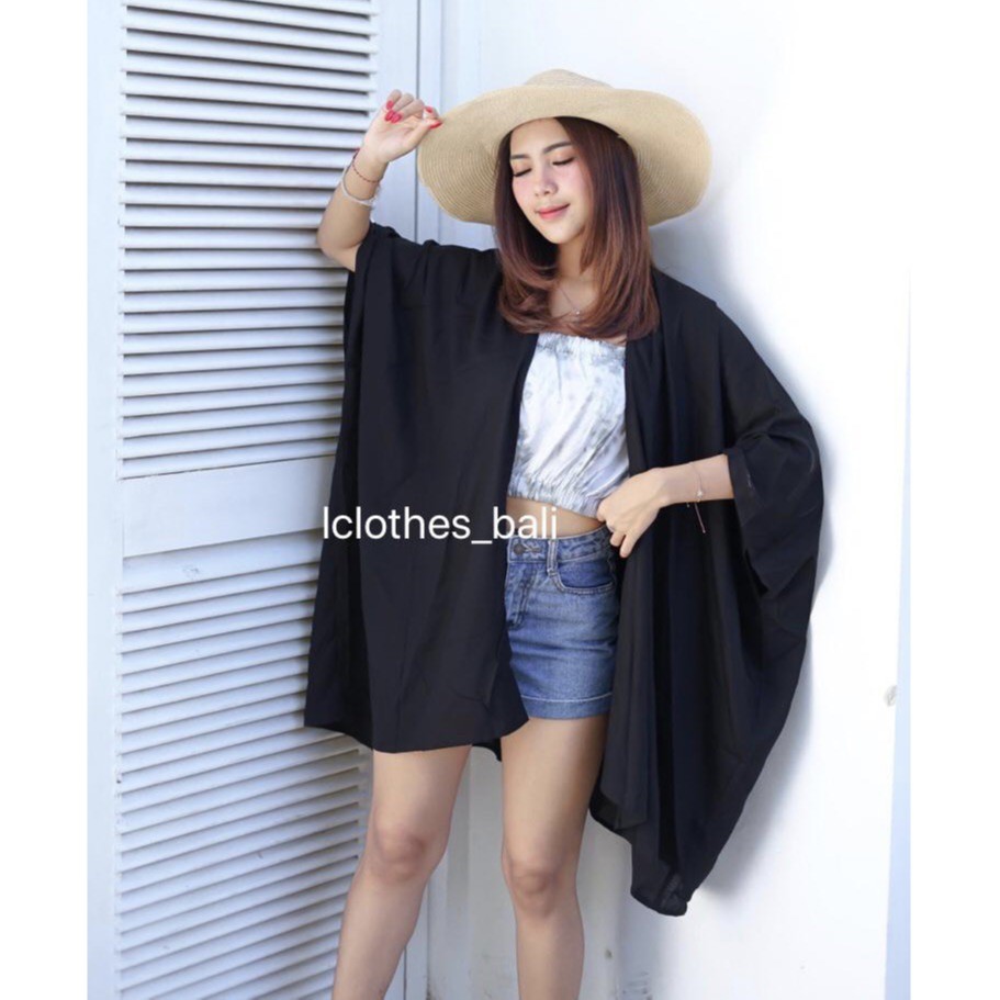 CARDIGAN PANTAI POLOS C002-Hitam