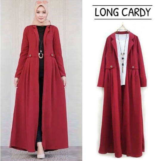 LONGBLAZER KALINA blazer panjang wanita muslimah cardigan panjang babyterry tebal ft-1