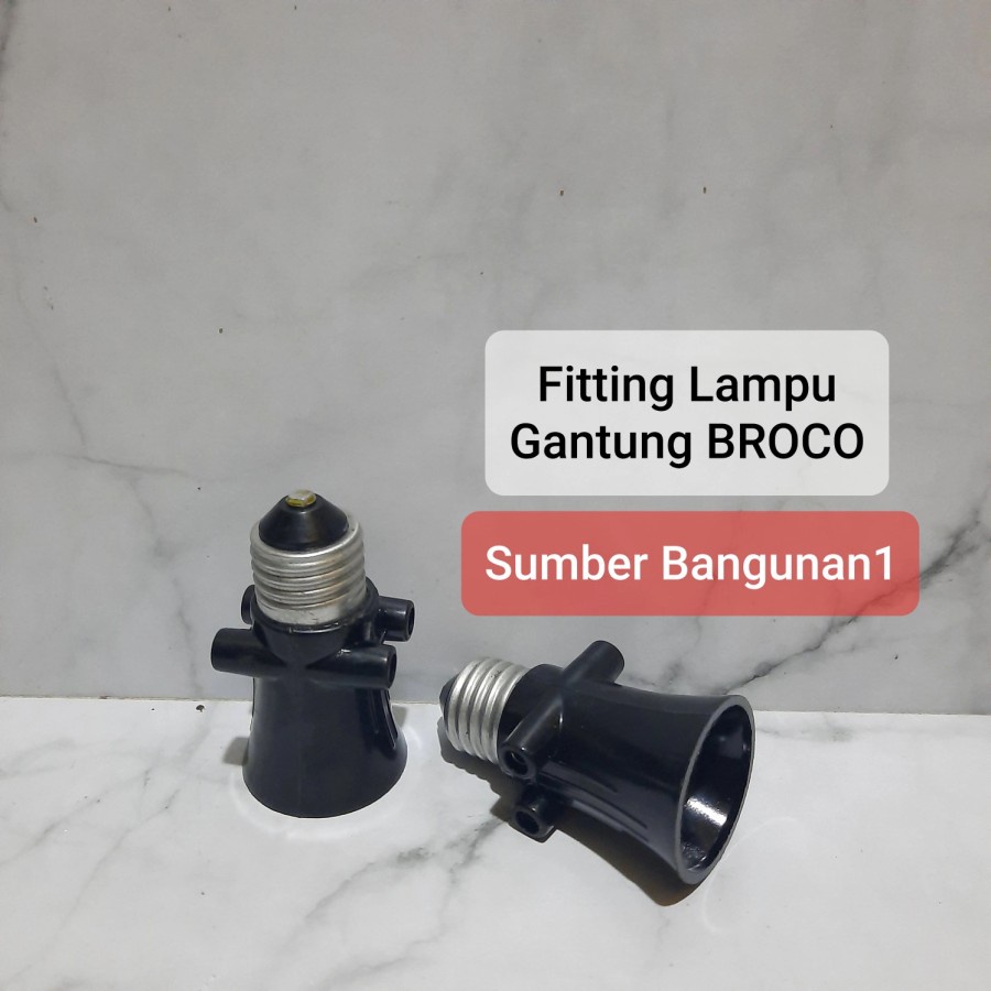 Fitting Lampu Gantung BROCO colokan lampu kombinasi hitam listrik