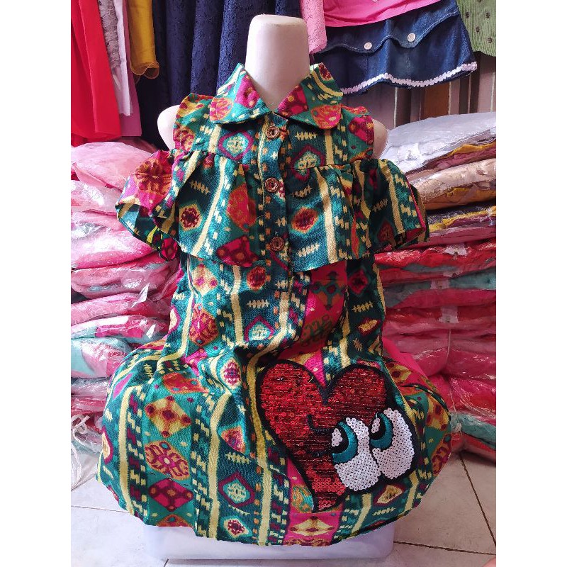 DRESS SABRINA MOTIF SONGKET/ DASTER ANAK