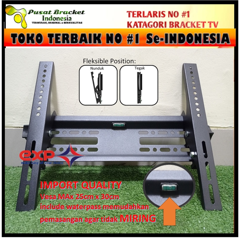 Bracket TV REALME 21&quot; s/d 43&quot; waterpass GARANSI 100% COCOK!!! IMPORT QUALITY