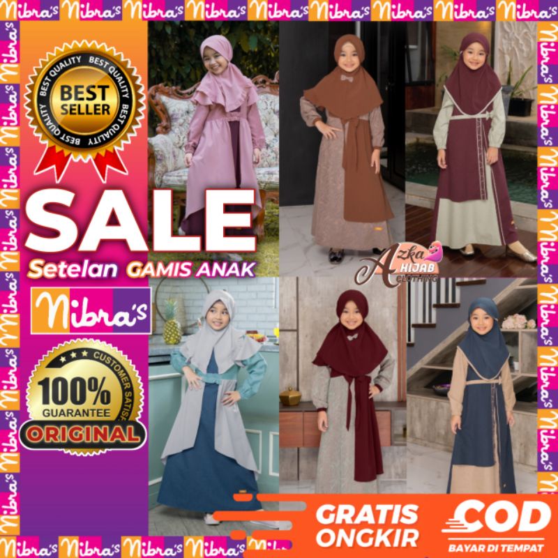 NIBRAS SALE BAJU GAMIS ANAK SET JILBAB / BAJU MUSLIM ANAK PEREMPUAN BRANDED / SETELAN ANAK PEREMPUAN