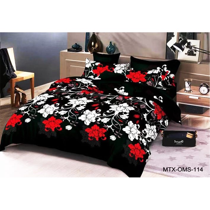 SPREI UKURAN NO.1 [180X200] NO.2 [180X200] NO.3 [120X200] MOTIF REDBLACK, BLACKROSE, BUNGA TULIP HIJAU, LV COKLAT BERIKUT SARUNG BANTAL &amp; SARUNG GULING