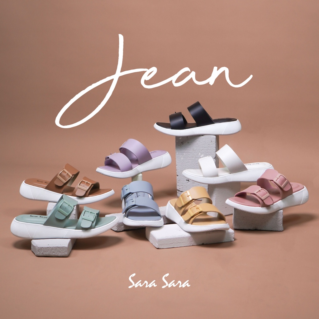 SARASARA JEAN Size 36-40 Sandal Selop Casual Wanita Sendal Slop Cewek Dua Ban Sandal Platform Wanita