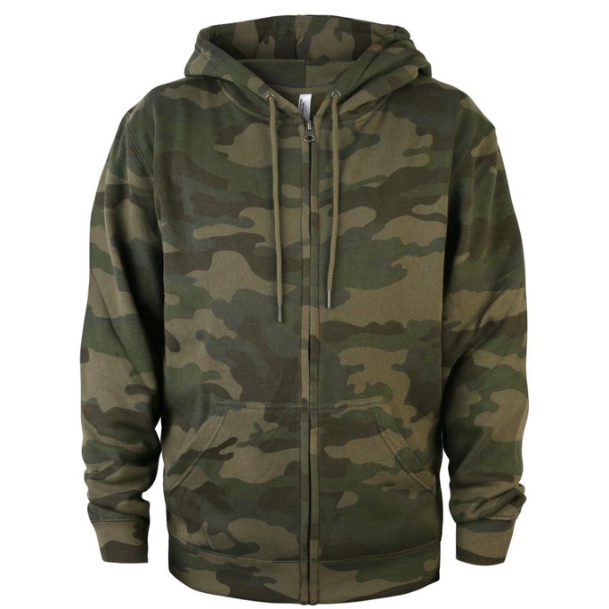 Jaket Polos New States Apparel 9600 Super Blend Zip Hoodie - Forest Camo, S