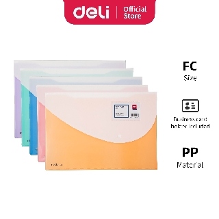 Deli File Bag Tempat file Sistem pembuka & penutup yang mudah warna cerah E5506