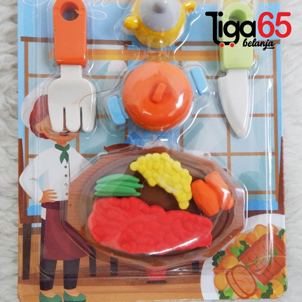 365 Cartoon Eraser #40892 Penghapus Set Cook Shape Penghapus Kartun Isi 5 pcs