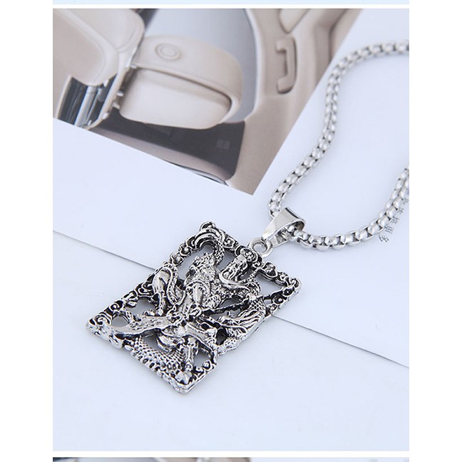 LRC Kalung Fashion Silver Metal Guan Gonglong Necklace A57445