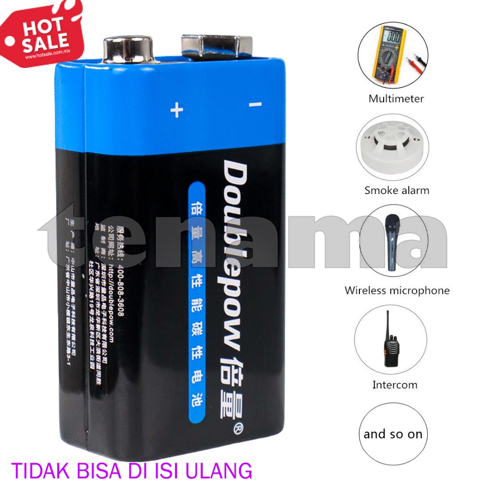 DOUBLEPOW Battery 9V 6F22 Non-Rechargeable Baterai