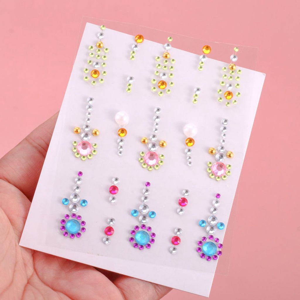 ELEGANT Colorful Face Gel Decal Glitter DIY Nail Art Decorations Rhinestone Stickers Eyes Self-Adhesive Fashion Pearls Beads Crystal Diamond Body Art Jewels Stickers