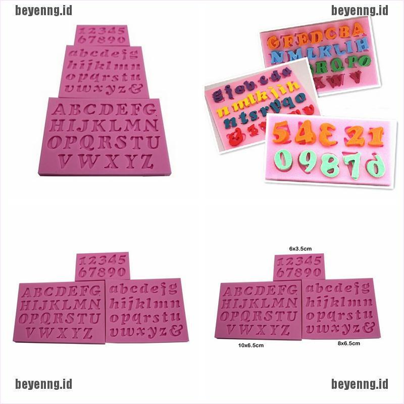 Bey 3pcs / Set Cetakan Fondant Bahan Silikon Desain Huruf + Angka Handmade Untuk Dekorasi Kue DIY