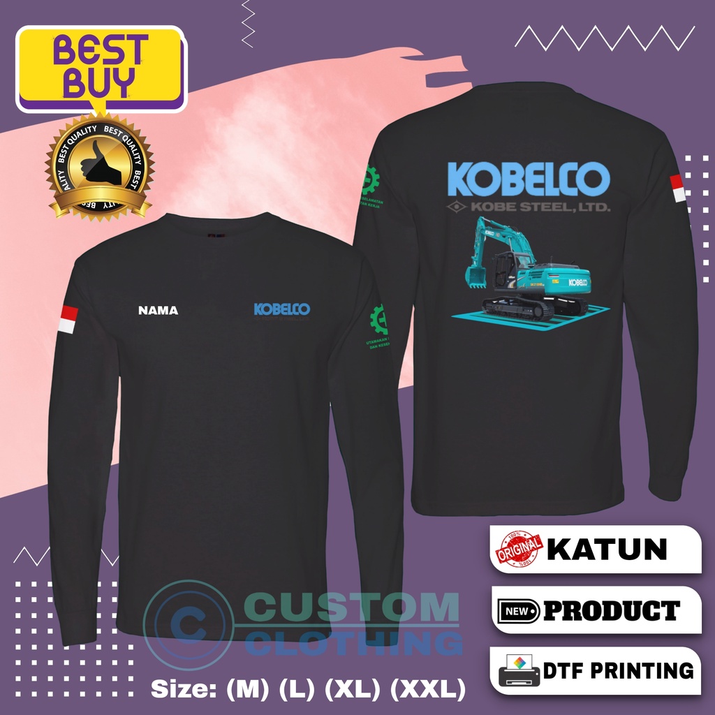 Baju Kaos Custom Kobelco Excavator Lengan Panjang Free Request Gambar