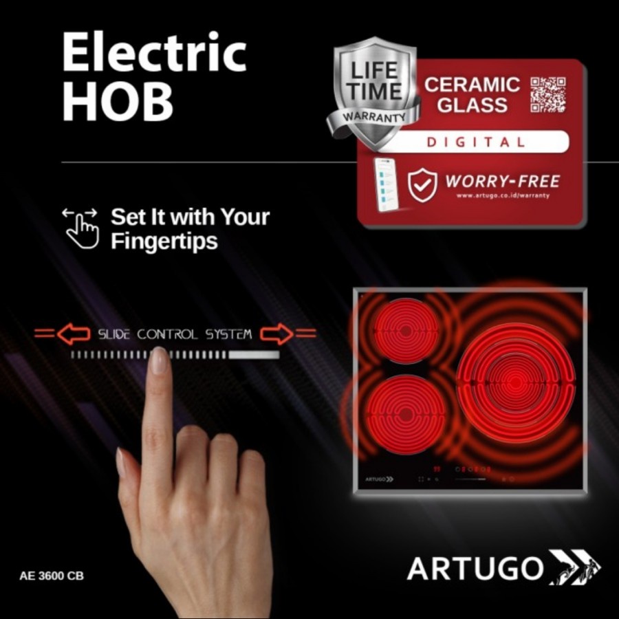 Artugo Built In Electric Induction Hob AE 3600 CB Panjang 60 cm