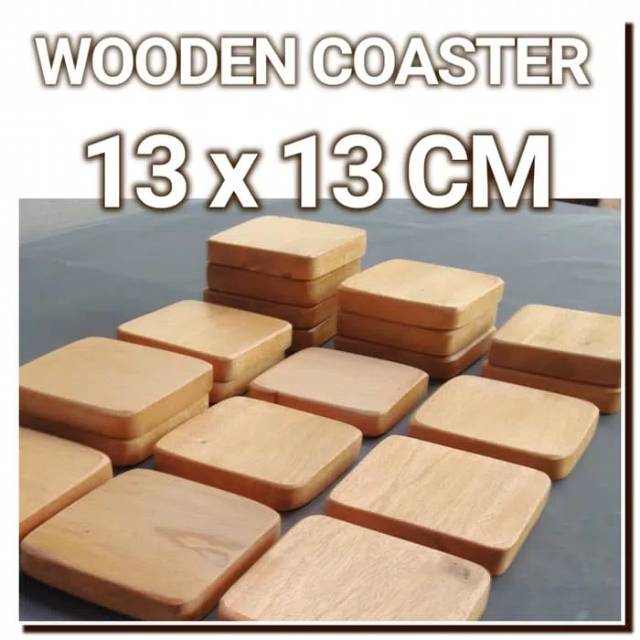 Wooden Coasters 13x13x1cm Tatakan kayu tatakan gelas piring cangkir