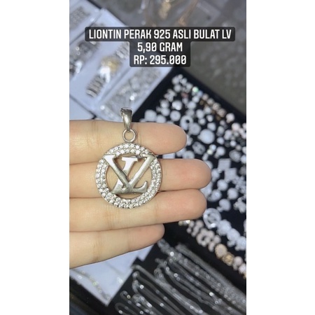 Liontin Perak 925 Asli Model LV Bulat