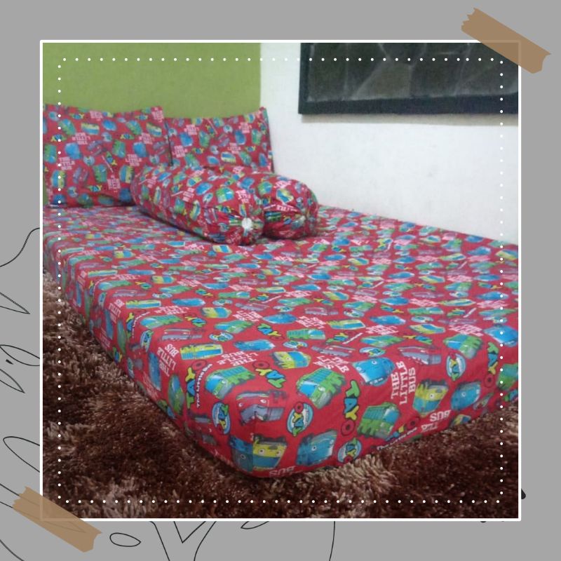 Sprei Anak Motif Tayo Sprei Merah Sprei Karakter Seprei Gambar Bus Seprai Bis Anak Size 90x200 120x2
