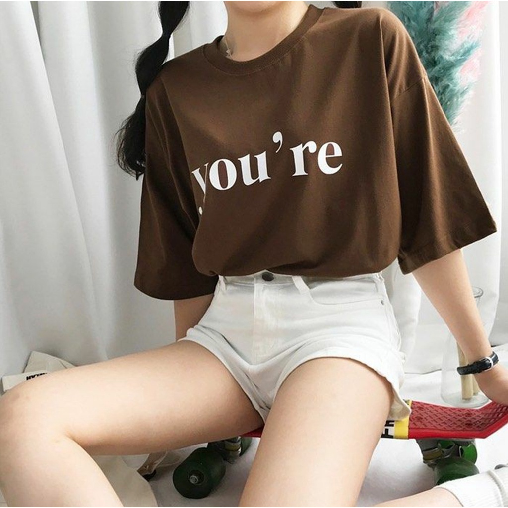 T-SHIRT / KAOS WANITA IMPORT / YOU'RE / BEST SELLER M-XL / BAHAN ADEM / COMBED 30S