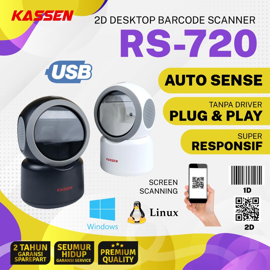 SCANNER BARCODE KASSEN RS-720 OMNI 1D 2D