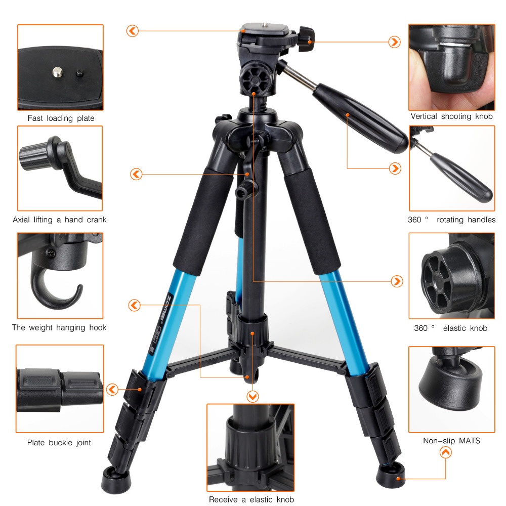 Professional DSLR Tripod &amp; Pan Head - Hitam