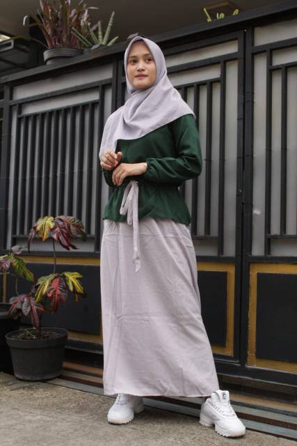 GAMIS WANITA KOREAN STYLE - BINA IKSORA DRESS MOSSCREPE BUSUI FRIENDLY - DRESS KOREA MUSLIM '