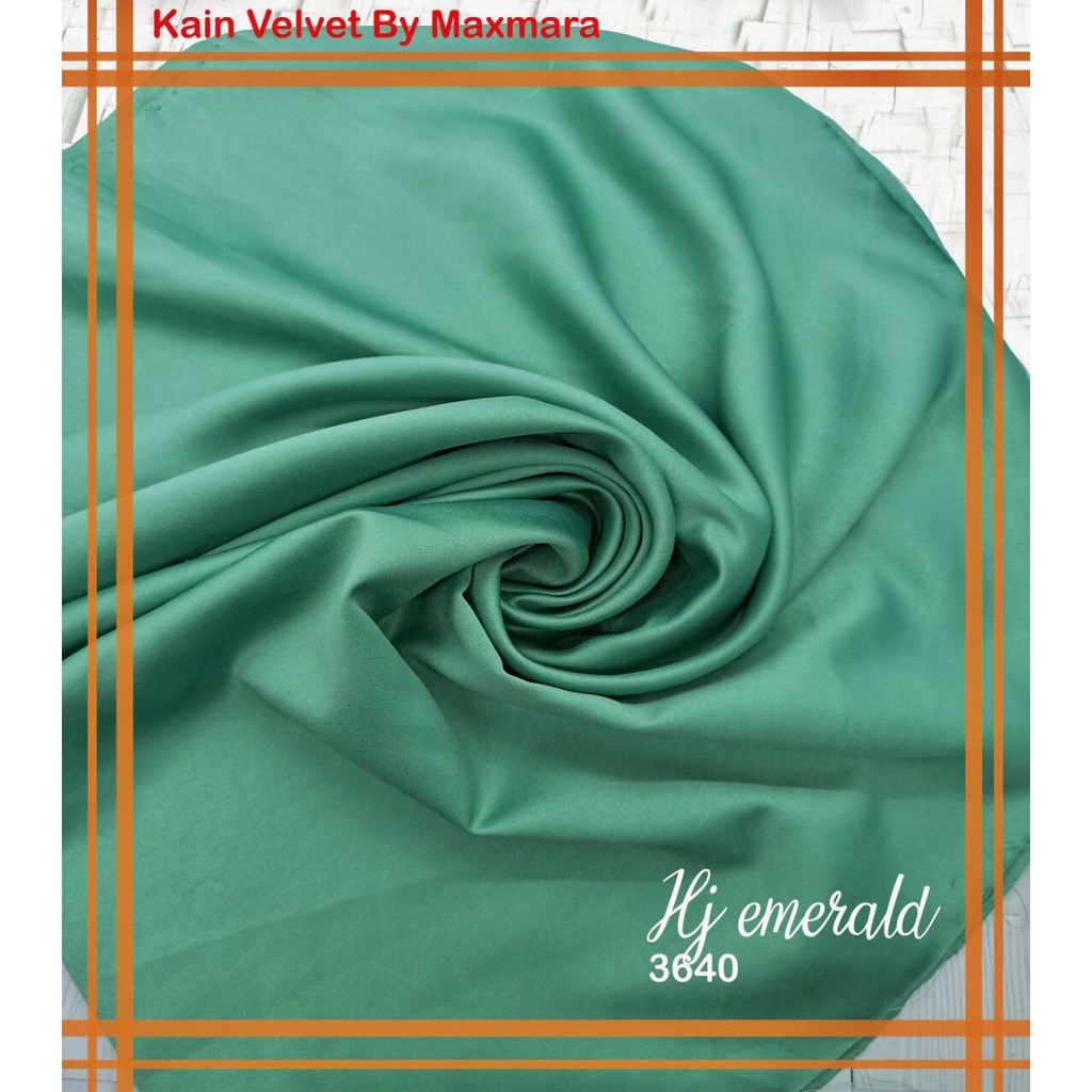 Bahan Multi Kain Satin saten Velvet maxmara Polos bridesmaid Meteran Super A Grade-3640 hijau emerald