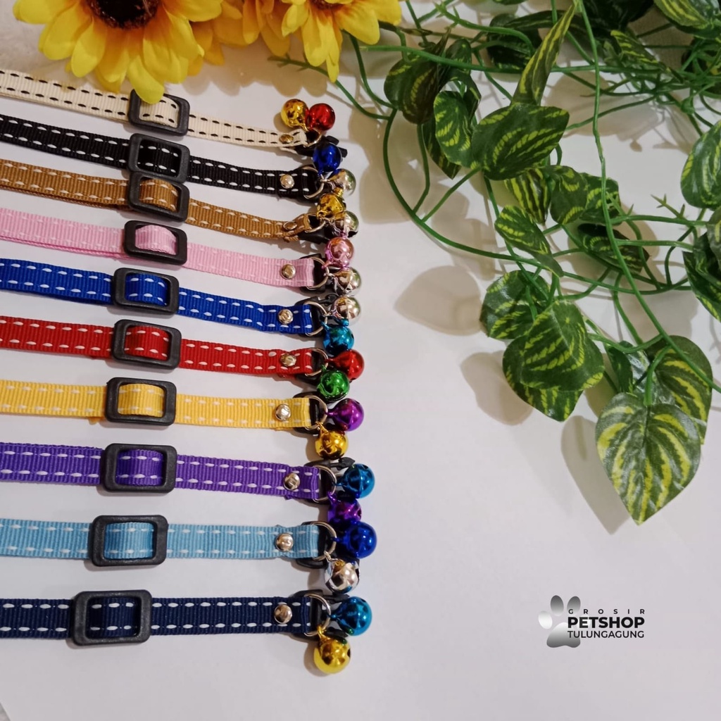 Kalung Kucing Motif Bintik 2 Lonceng 12ml Gelang Kucing Anjing