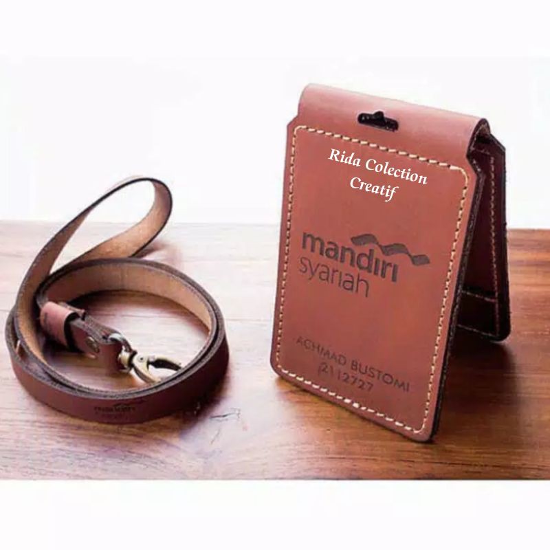 

Name tag id card holder costum kulit asli