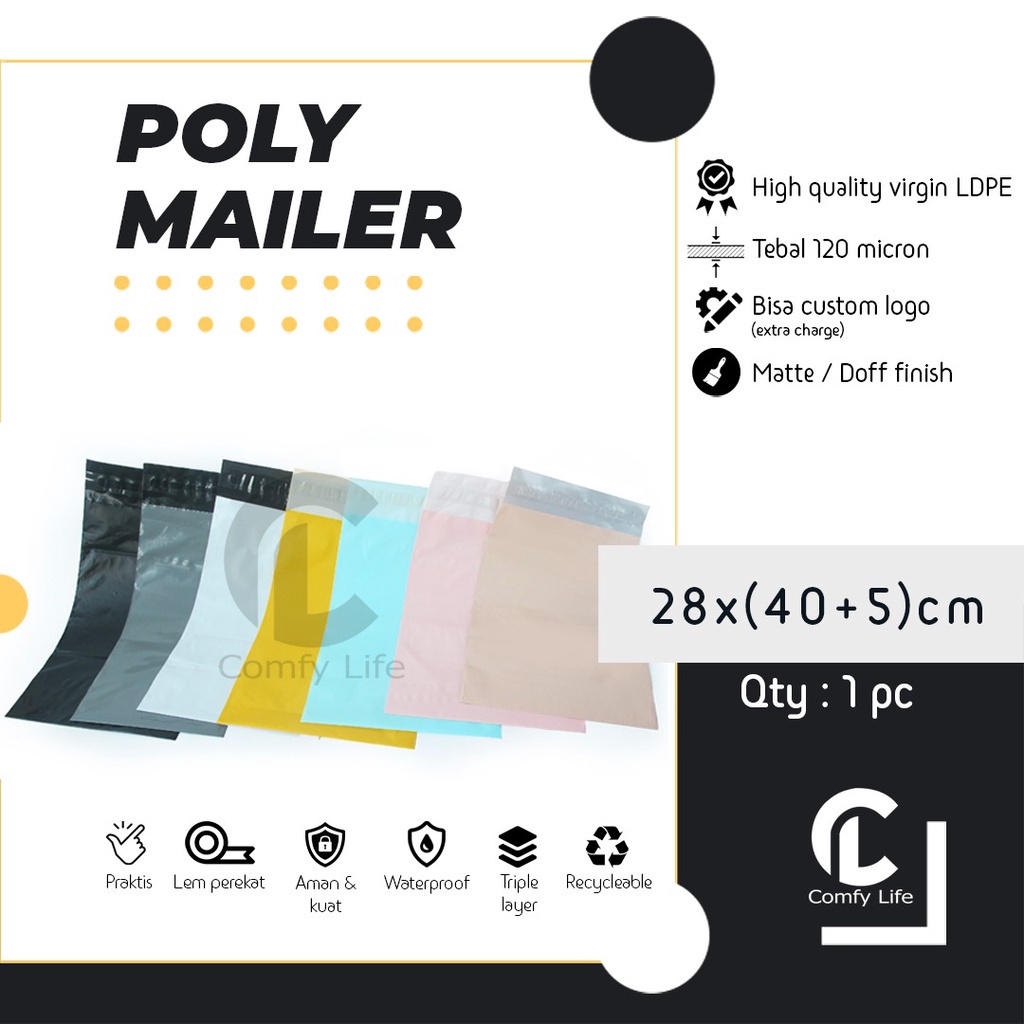 (1 Pc) 28 x 40 +5cm Polymailer Plastik Packaging Kantong Packing