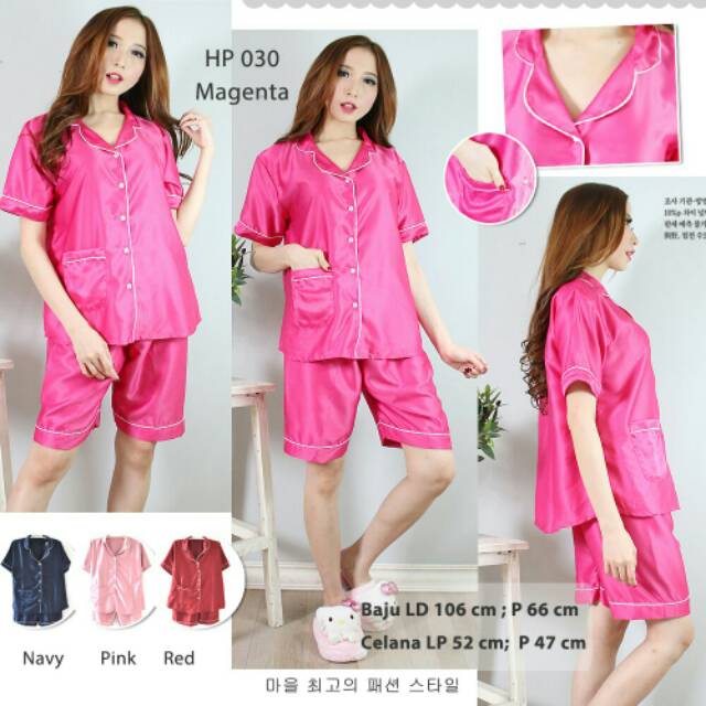 Grosir Baju Tidur Piyama Hotpants Bahan Satin Halus