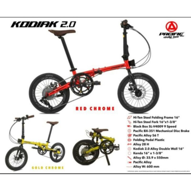 Sepeda Lipat 16 inci Pacific Kodiak 2.0 9speed