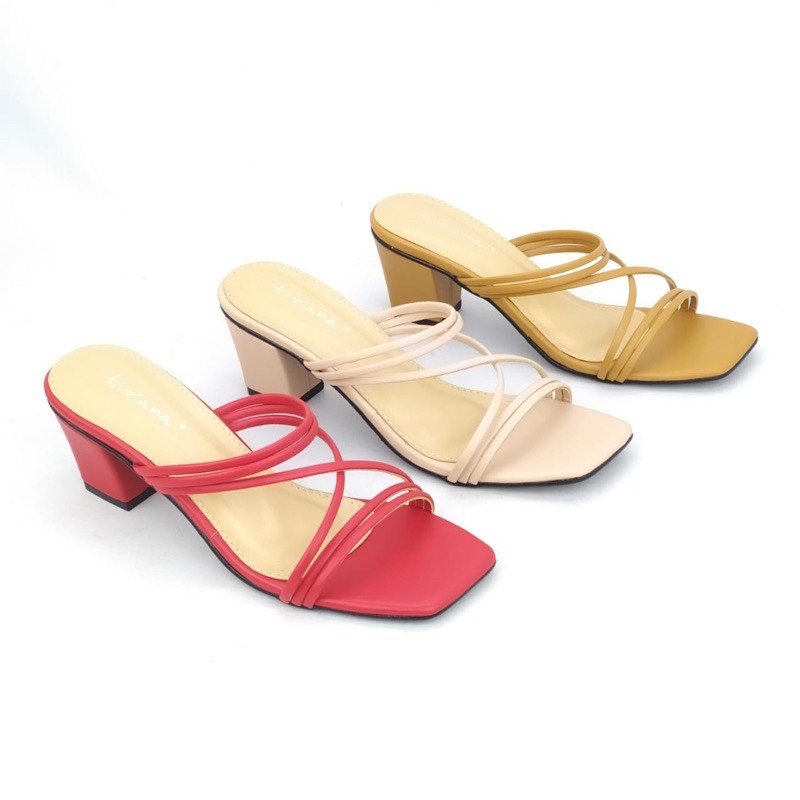 Tiziana - Sandal heels wanita X straps model sappun korea
