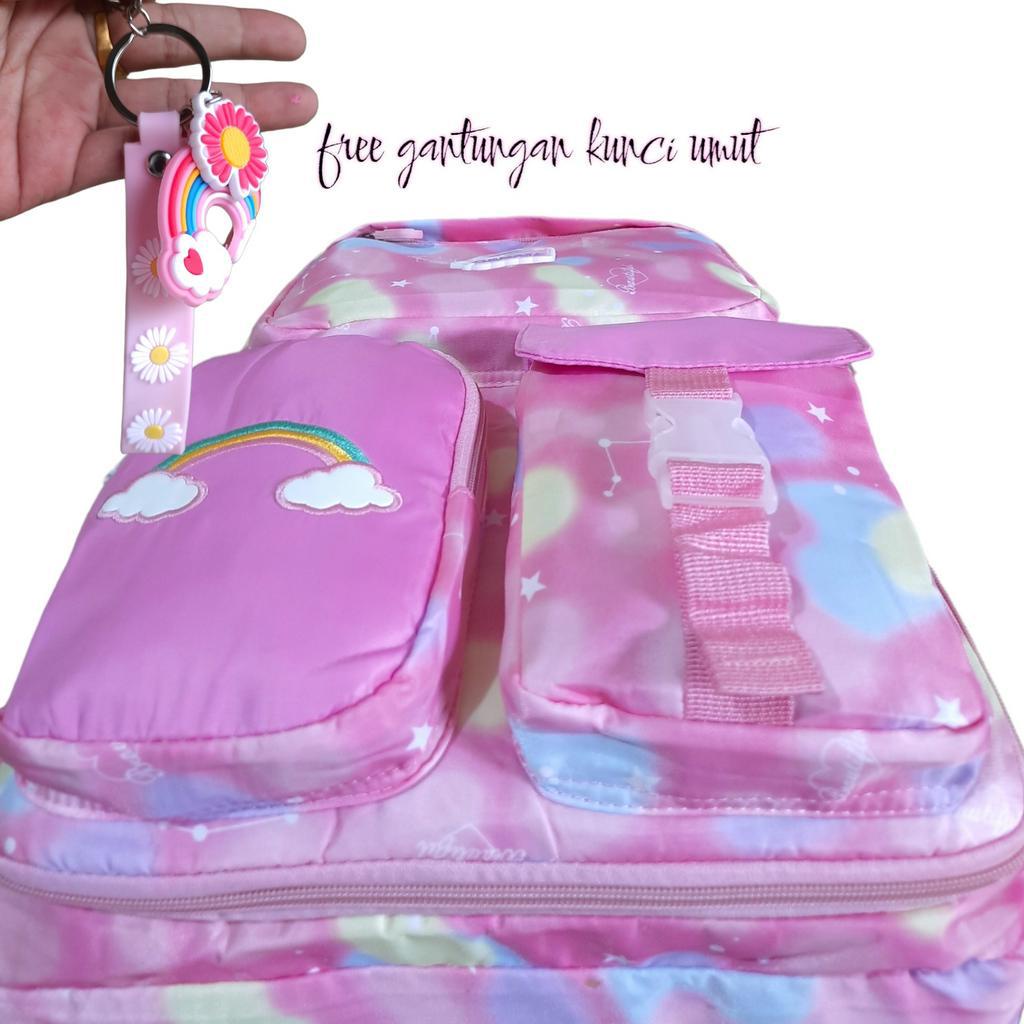 Tas Sekolah Anak Anak,Tas Ransel Remaja, Tas Ransel Bahu Motif Pelangi Untuk SD, SMP, Remaja Tas Ransel Model Kulkas Tahan Air ORNATE Import