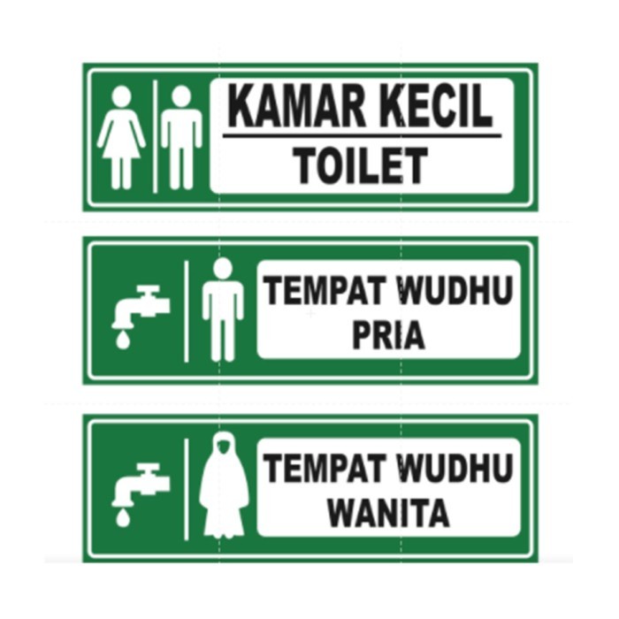 

Stiker / akrilik TOILET/TEMPAT WUDHU PRIA-WANITA uk 7.5x23cm - KAMAR KECIL, stiker