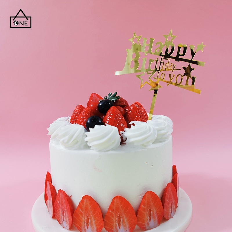 Topper Kue Desain Happy Birthday Warna Emas Bahan Akrilik Untuk Dekorasi Pesta Birthday Supply Ulang Tahun A one