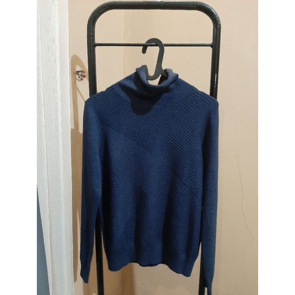 rajut turtleneck navy blouse premium original novel mice le rosetz