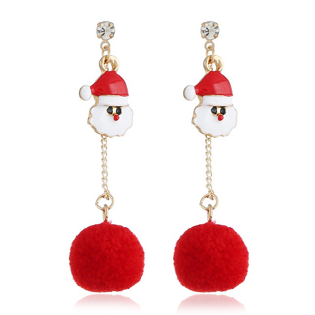 LRC Anting Tusuk Fashion Color Snowman Elk Earrings D22063